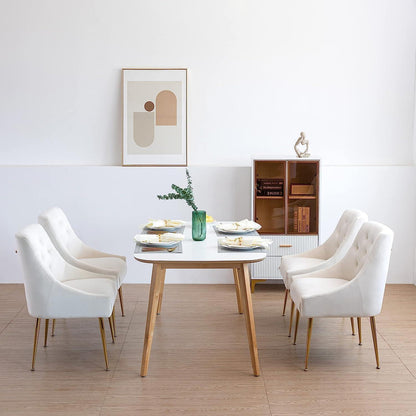 Samt Esszimmerstühle 4er Set – Modern & Bequem in Beige