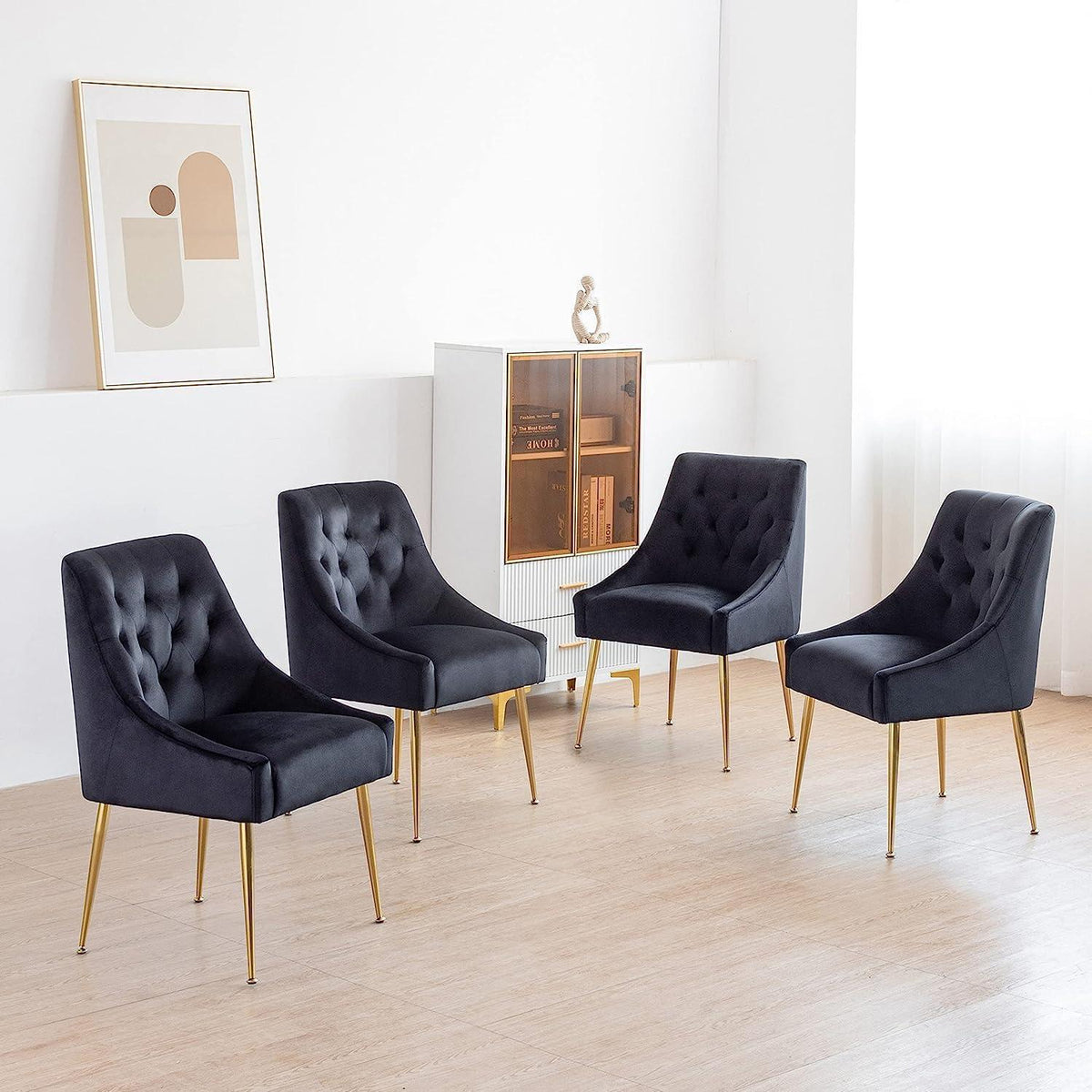 Samt Esszimmerstühle 2er Set Schwarz – Modern & Bequem