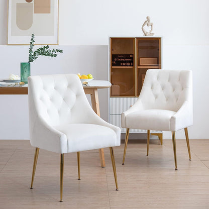 Samt Esszimmerstühle 2er Set – Modern & Bequem in Beige