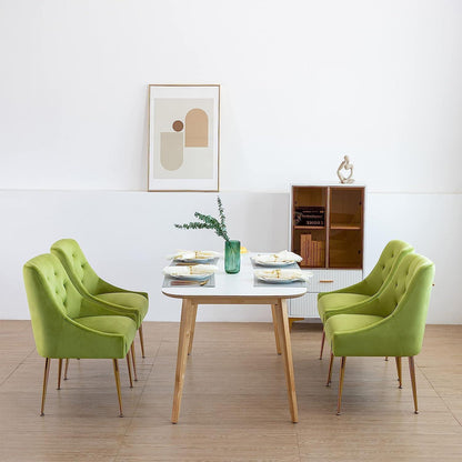 Samt Esszimmerstühle 2er Set – Modern & Bequem (Gelbgrün)