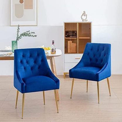 Samt Esszimmerstühle 2er Set – Modern & Bequem (Blau)