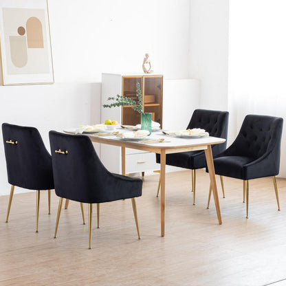 Samt Esszimmerstühle 4er Set Schwarz – Modern & Bequem