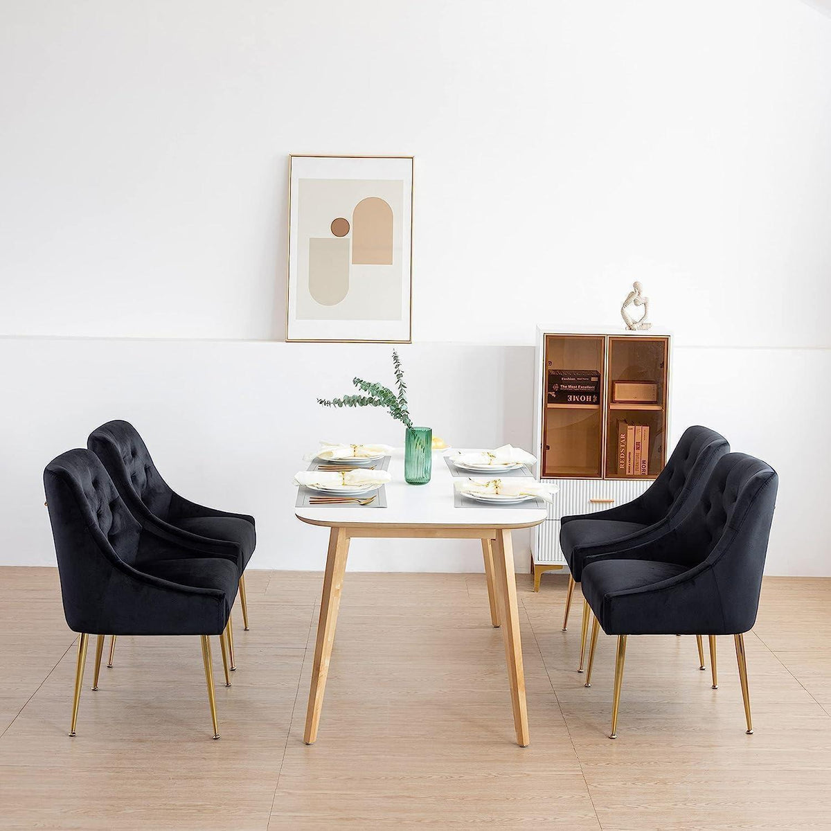 Samt Esszimmerstühle 4er Set Schwarz – Modern & Bequem