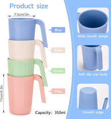 Unbreakable Trinkbecher 4er Set 350ml Tasse Griff BPA-frei