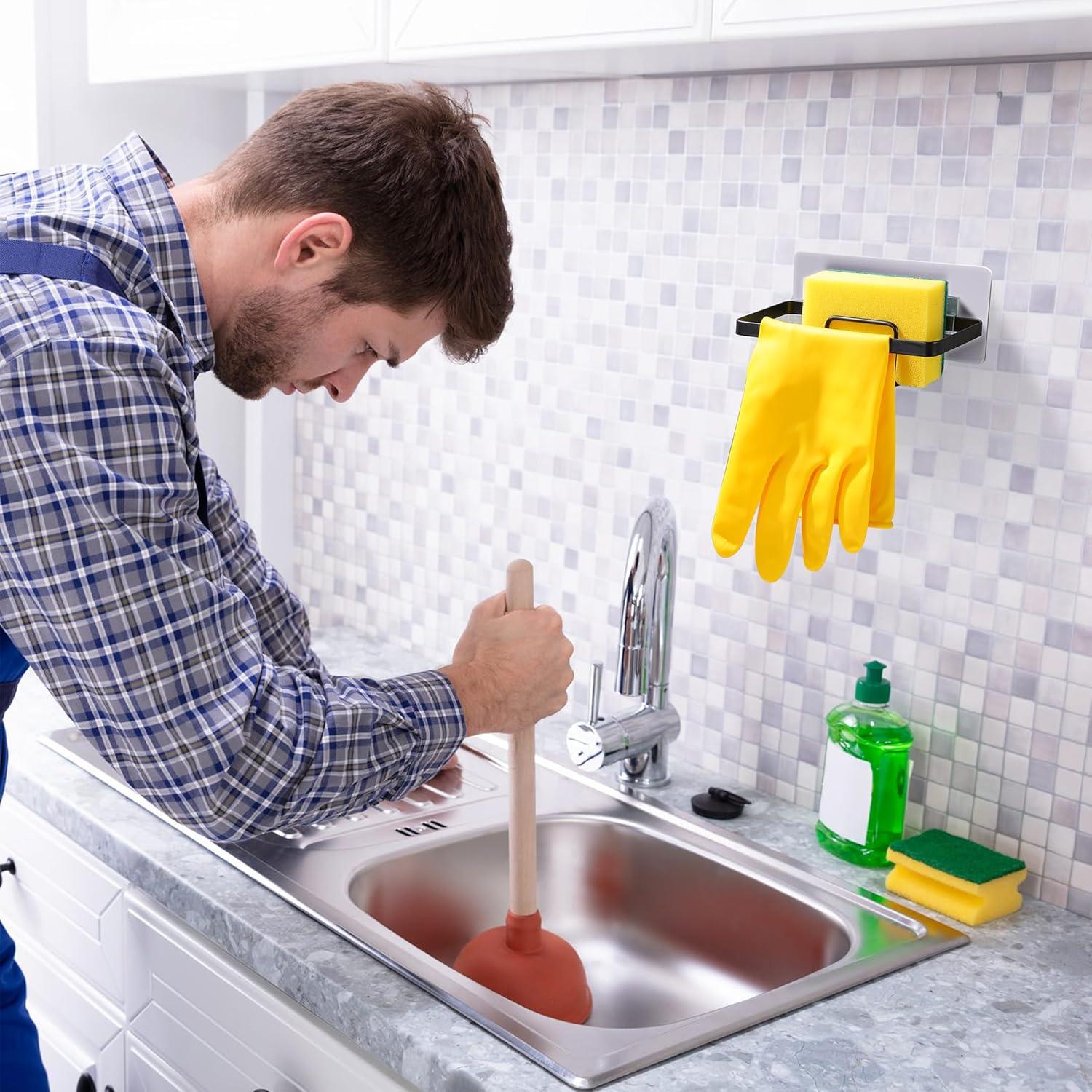 Spüllappenhalter Küche Selbstklebend Spülbecken Schwammhalter Schwarz