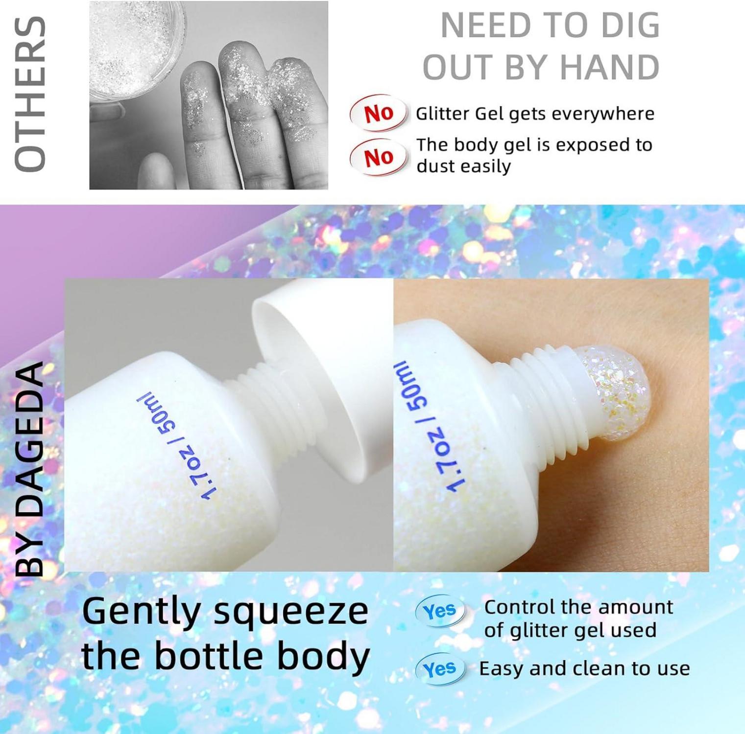 Body Glitter Gel 50ml Shimmer Holographic Festival Makeup Purple
