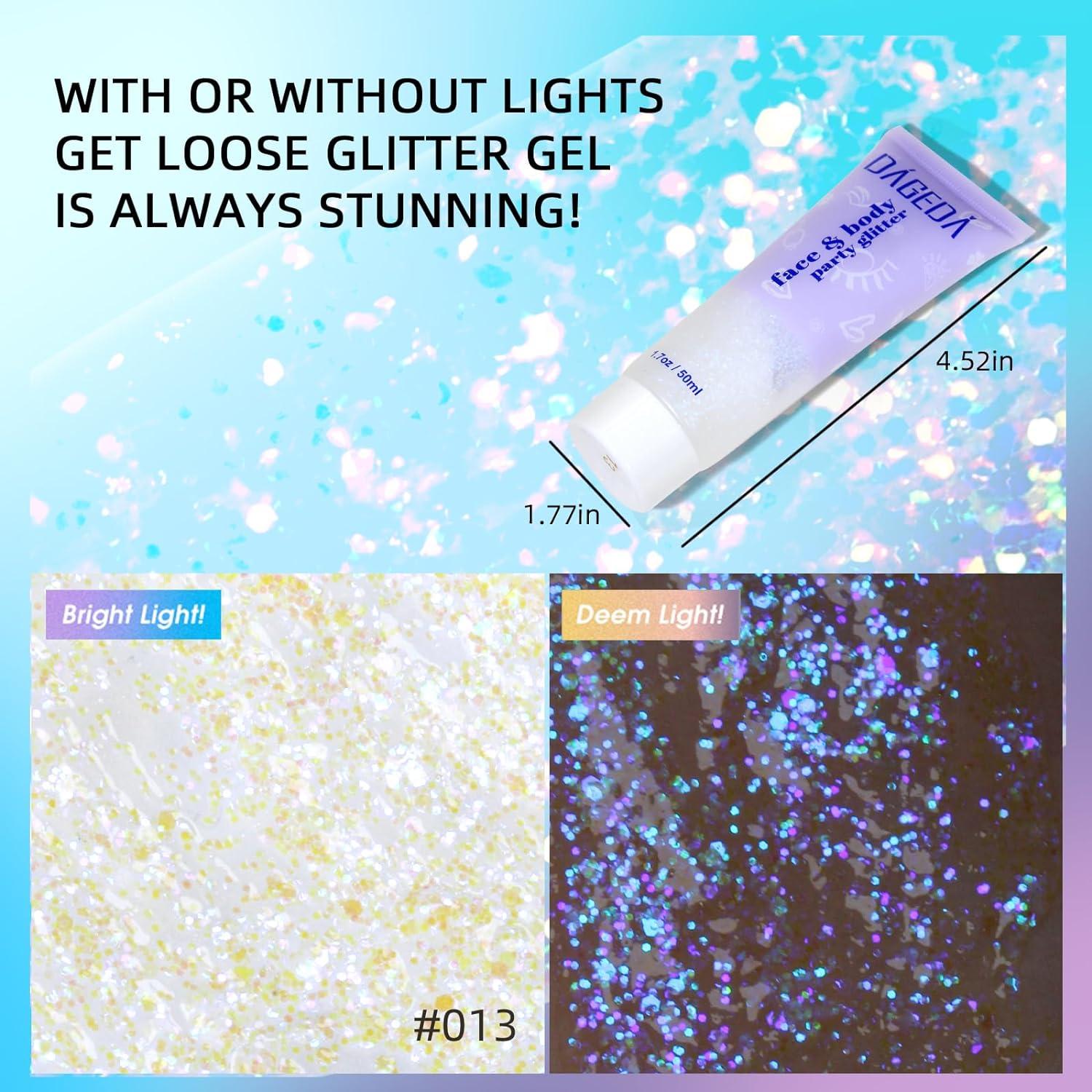 Body Glitter Gel 50ml Shimmer Holographic Festival Makeup Purple