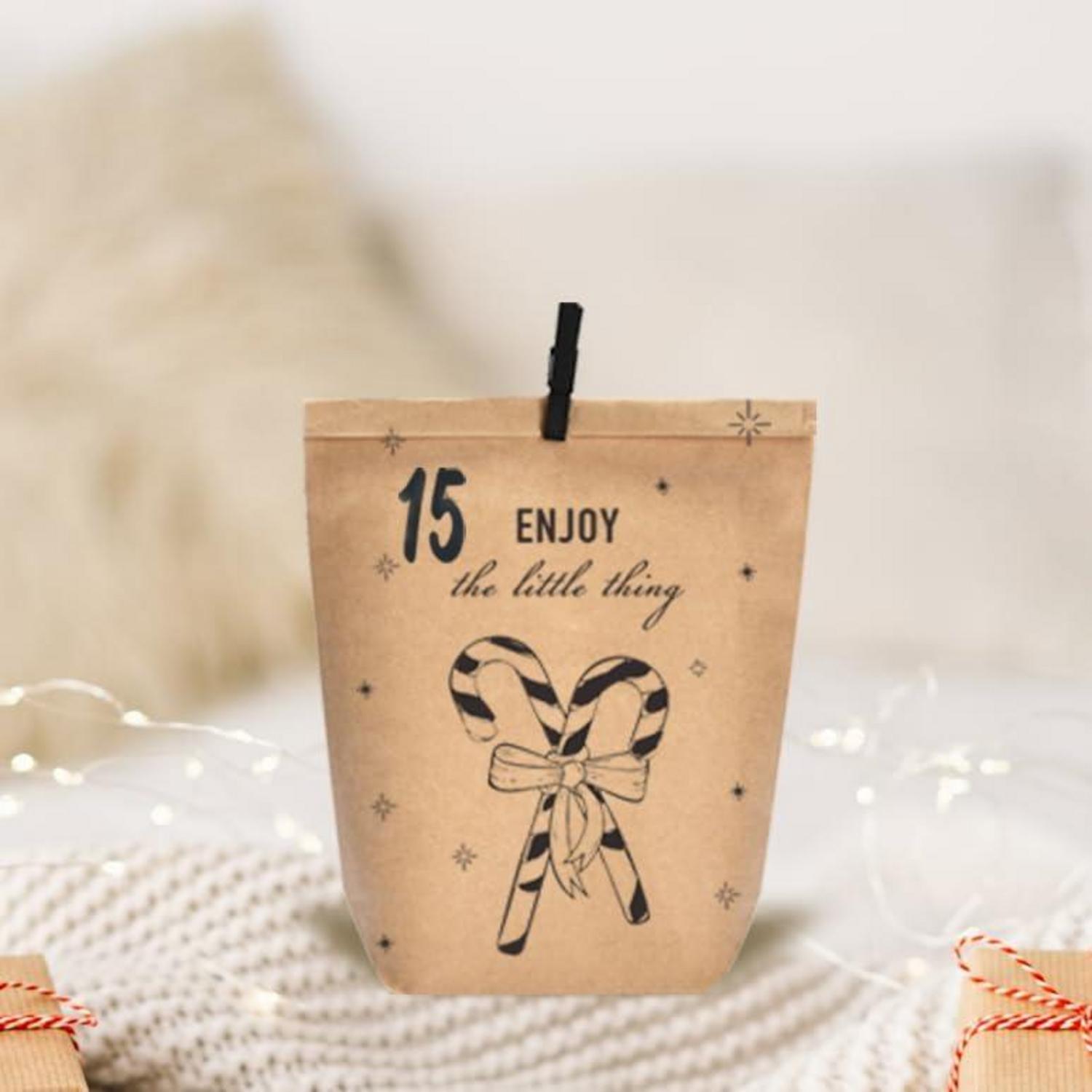 Adventskalender zum Befüllen 24 Weihnachtskalender Papier-Tüten DIY