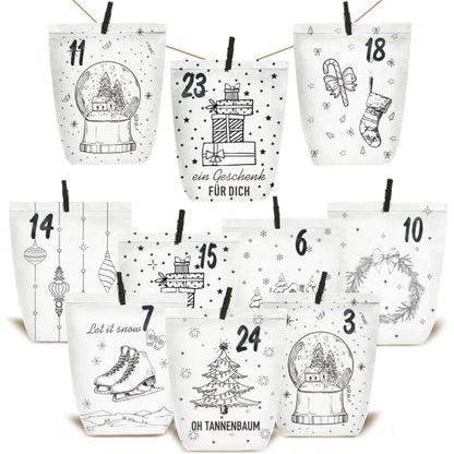 Adventskalender zum Befüllen: 24 DIY Papiertüten mit Zahlenaufklebern
