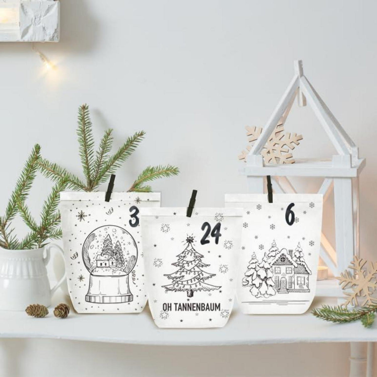 Adventskalender zum Befüllen: 24 DIY Papiertüten mit Zahlenaufklebern