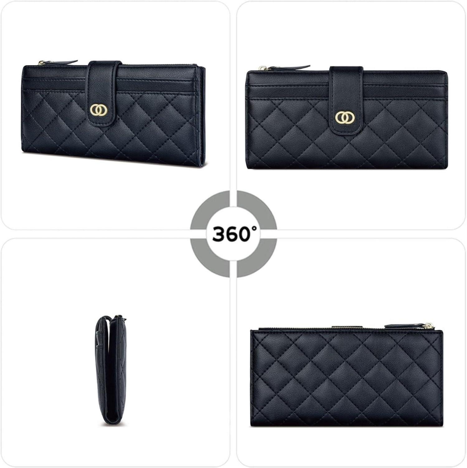 Damen Geldbörse Groß 16 Kartenfächer Münztasche Reißverschluss Blau