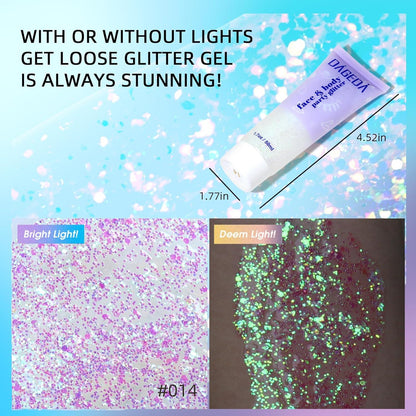 Body Glitter Gel Pink Holographic Sequin Makeup 50ml Eyeshadow