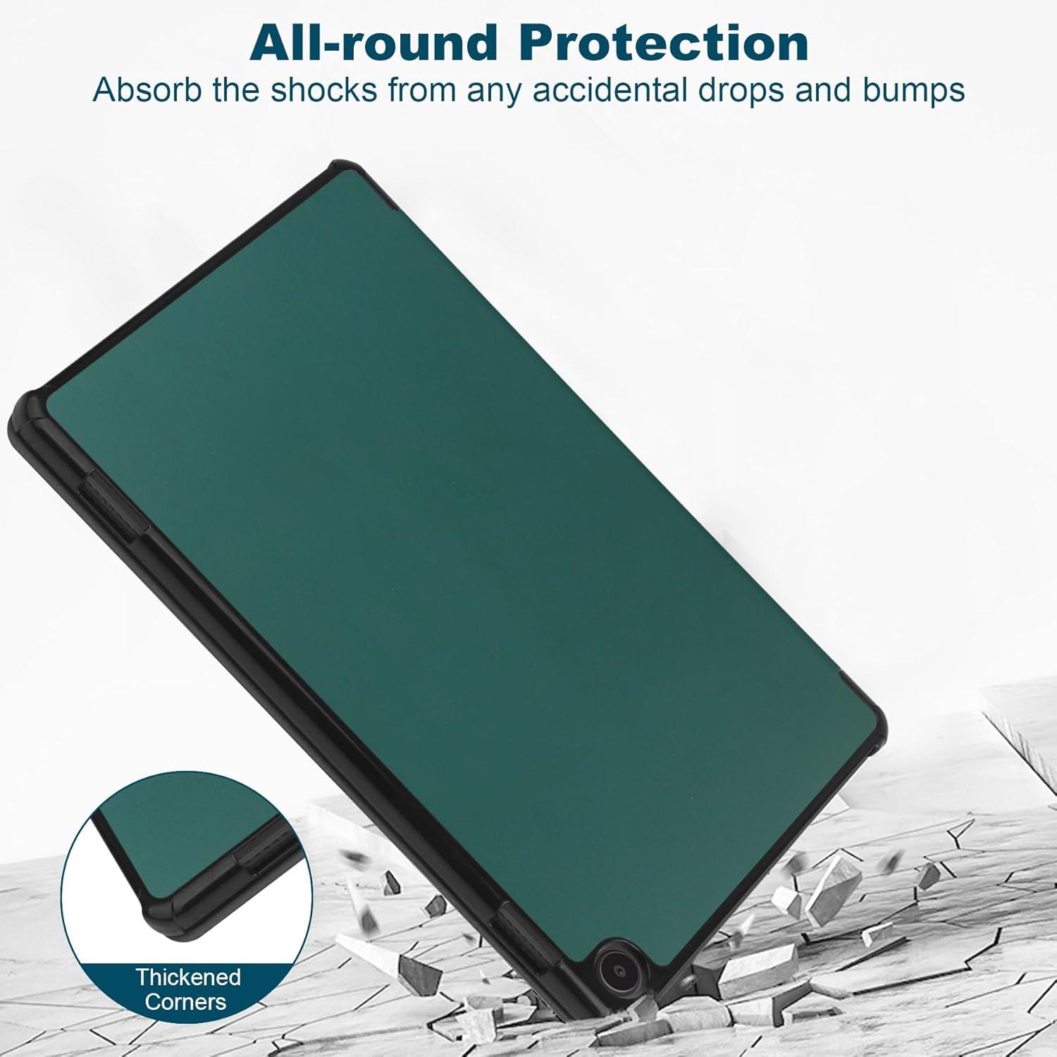 Schlanke Lederhülle für Amazon Fire Max 11 Tablet 2023 - Tri-Fold Stand Grün