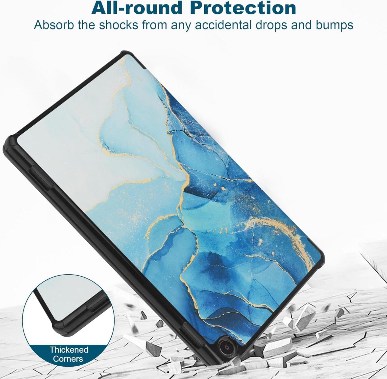 HoYiXi Amazon Fire Max 11 Tablet 2023 Hülle Blau Marmor Slim Tri-Fold Stand