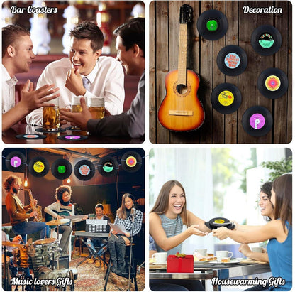 Vinyl-Schallplatten Untersetzer Set für Getränke, Bars, Partys - Cool & Retro