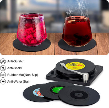 Vinyl-Schallplatten Untersetzer Set für Getränke, Bars, Partys - Cool & Retro