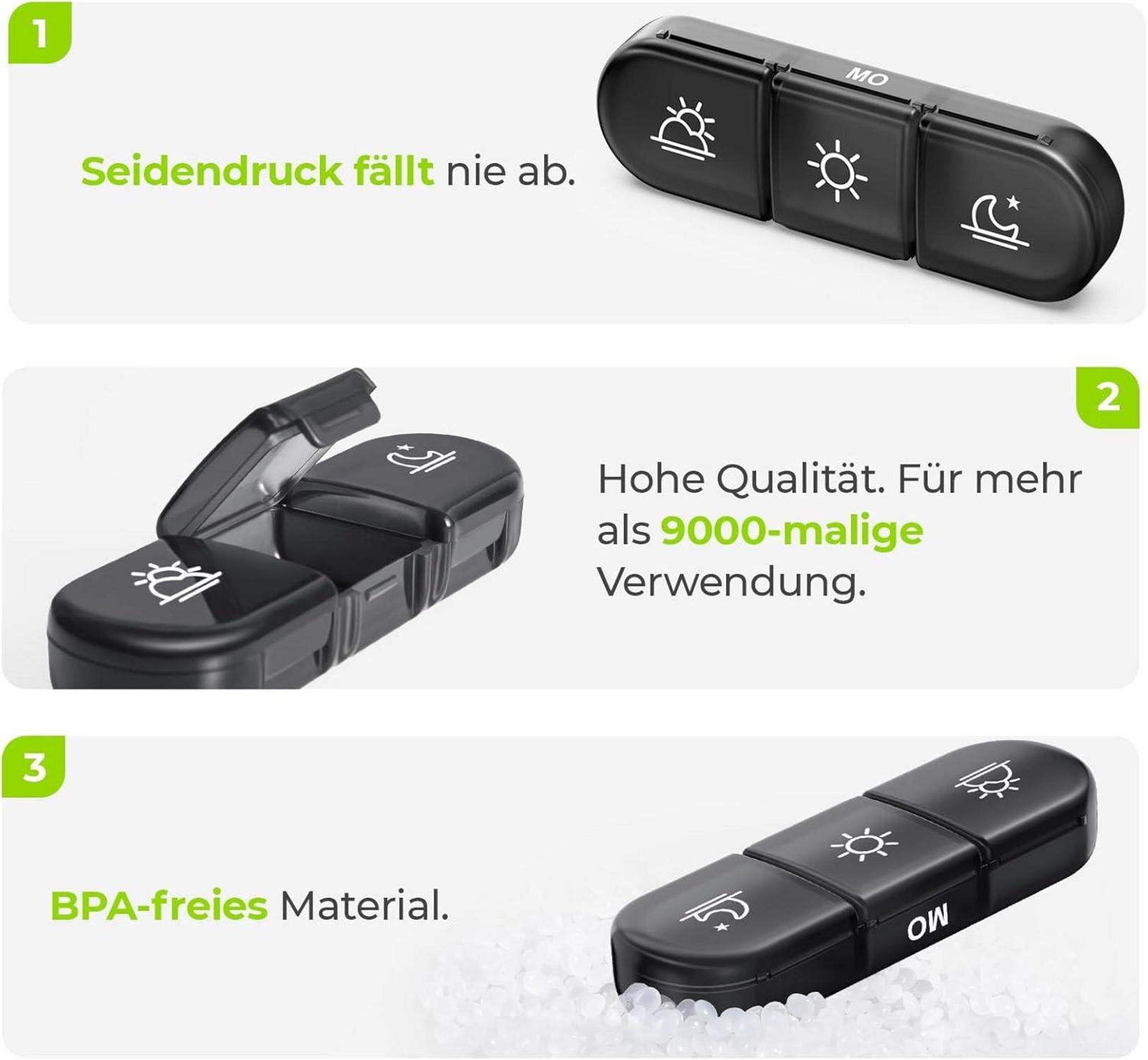 Tablettenbox 7 Tage mit Canvas Tasche und extra großer Kapazität