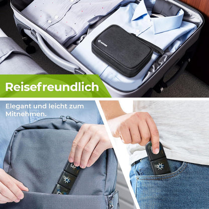 Tablettenbox 7 Tage mit Canvas Tasche und Siebdruck - BPA-frei