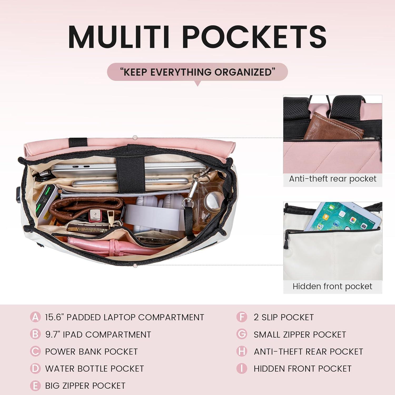 Schulrucksack Wasserdichter Diebstahlsicherung Laptopfach 15,6 Zoll