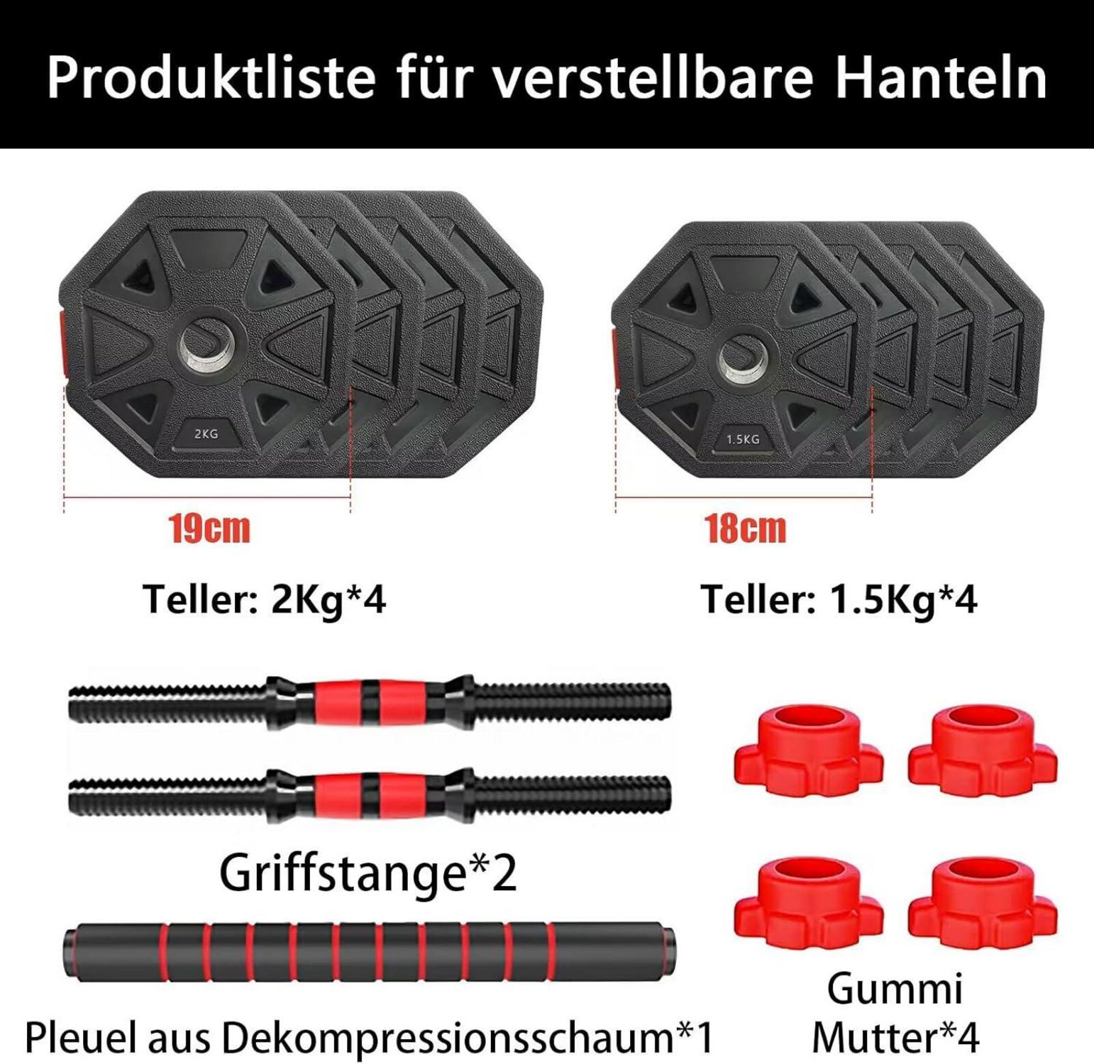 Verstellbare Hanteln Set 10kg Kurzhanteln Achteckige Form 2 In 1