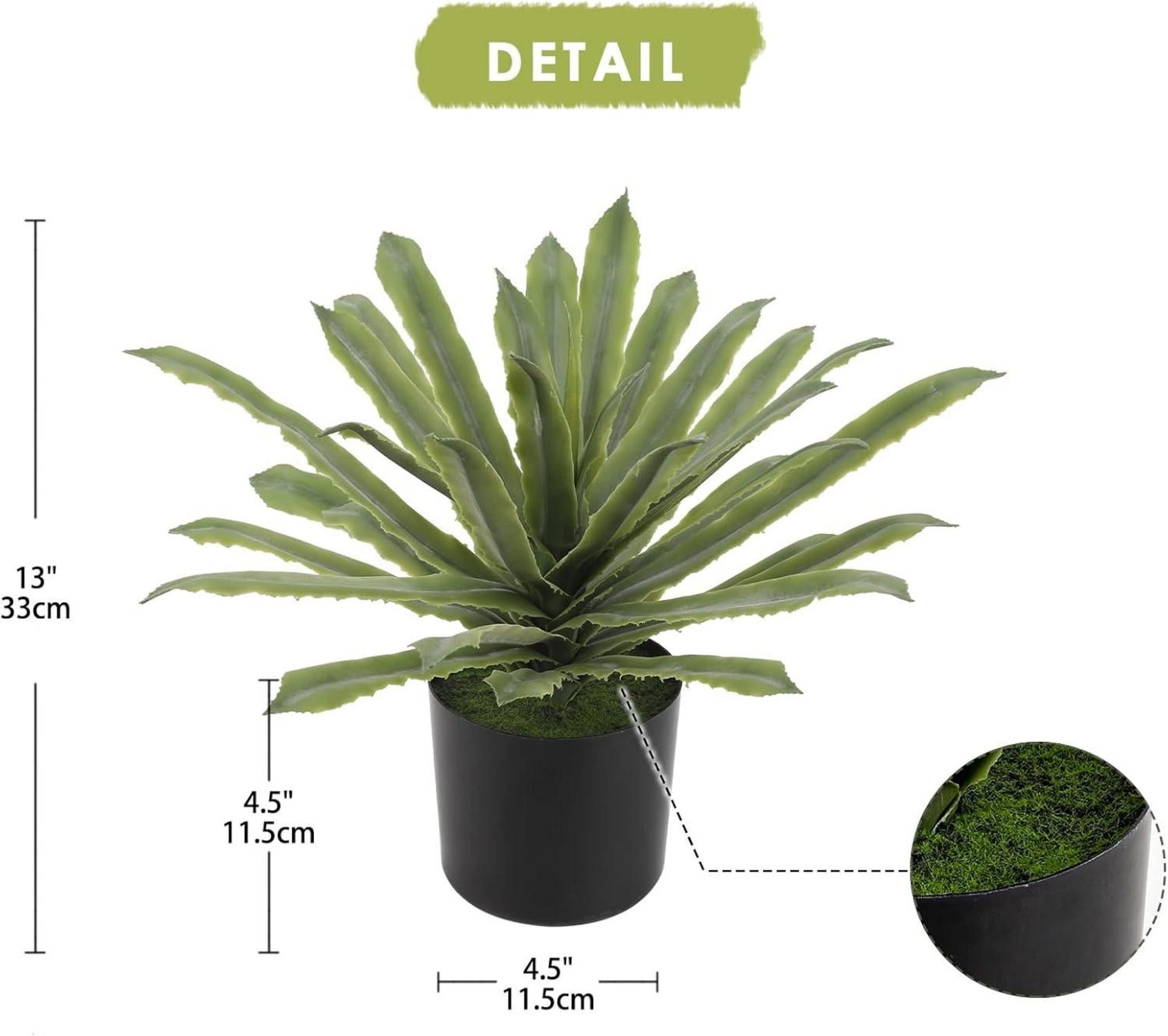 Künstliche Agave Aloe Vera Deko Pflanze 33CM Grün im Topf