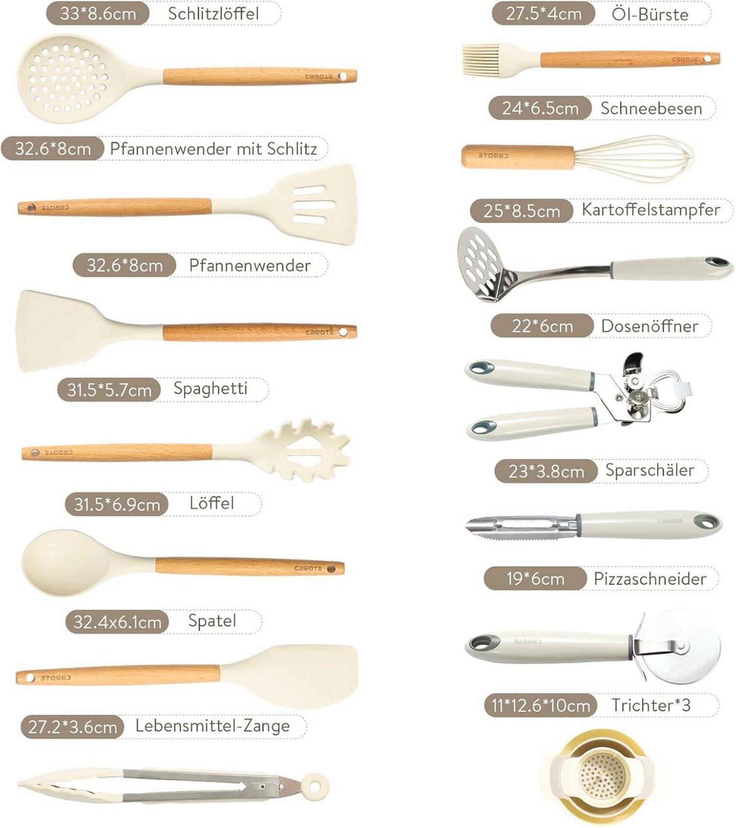 16-teiliges Silikon Küchenhelfer Set mit