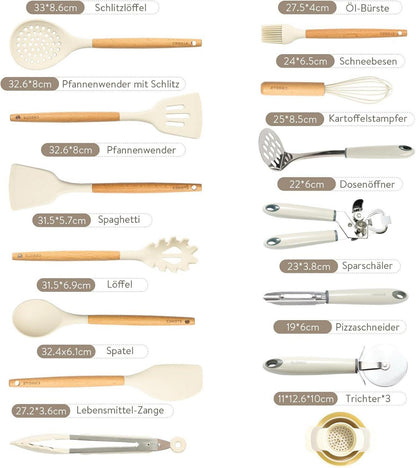 16-teiliges Silikon Küchenhelfer Set mit