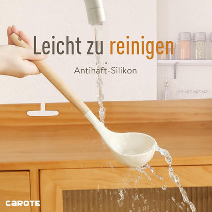 Silikon Küchenhelfer Set 16-tlg Holzgriff hitzebeständig BPA-frei