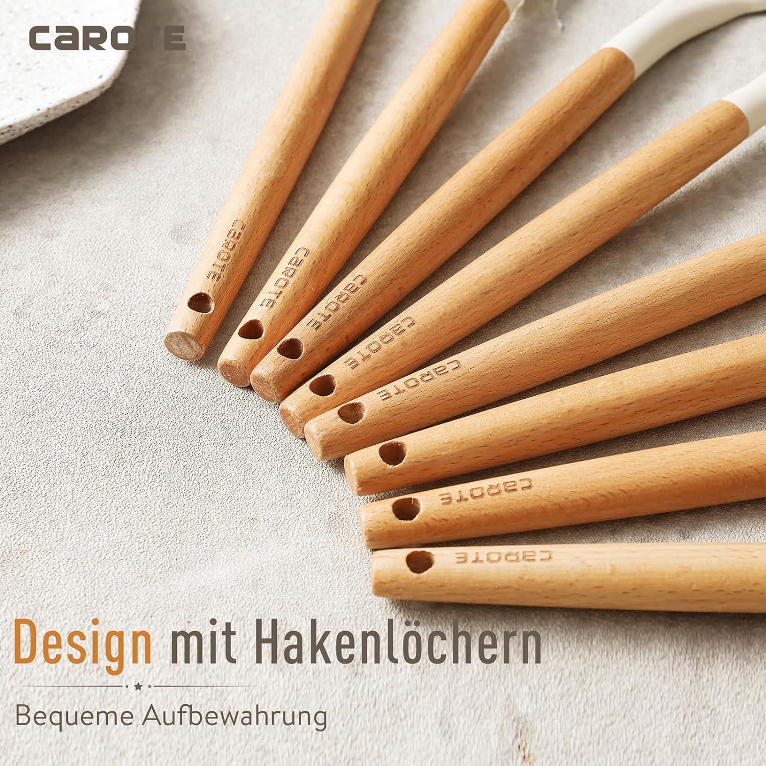 Silikon Küchenhelfer Set 16-tlg Holzgriff hitzebeständig BPA-frei