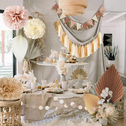 Bohème Party Deko Set Beige Pastell Hochzeitsdeko Vintage