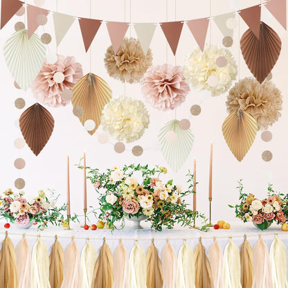 Bohème Party Deko Set Beige Pastell Hochzeitsdeko Vintage