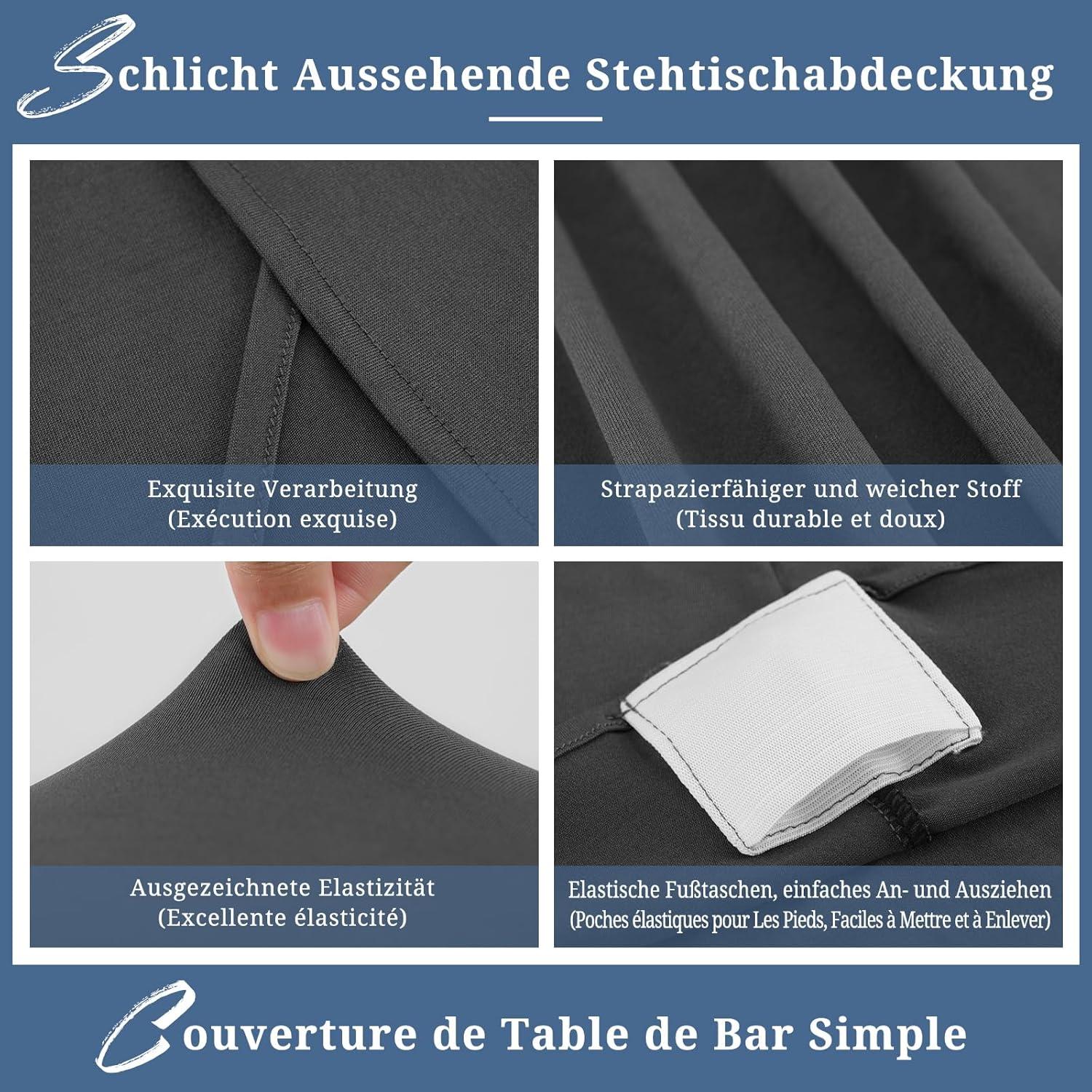 Stretch Spandex Husse für Bistrotisch Ø80-85 cm - 3er-Set Grau