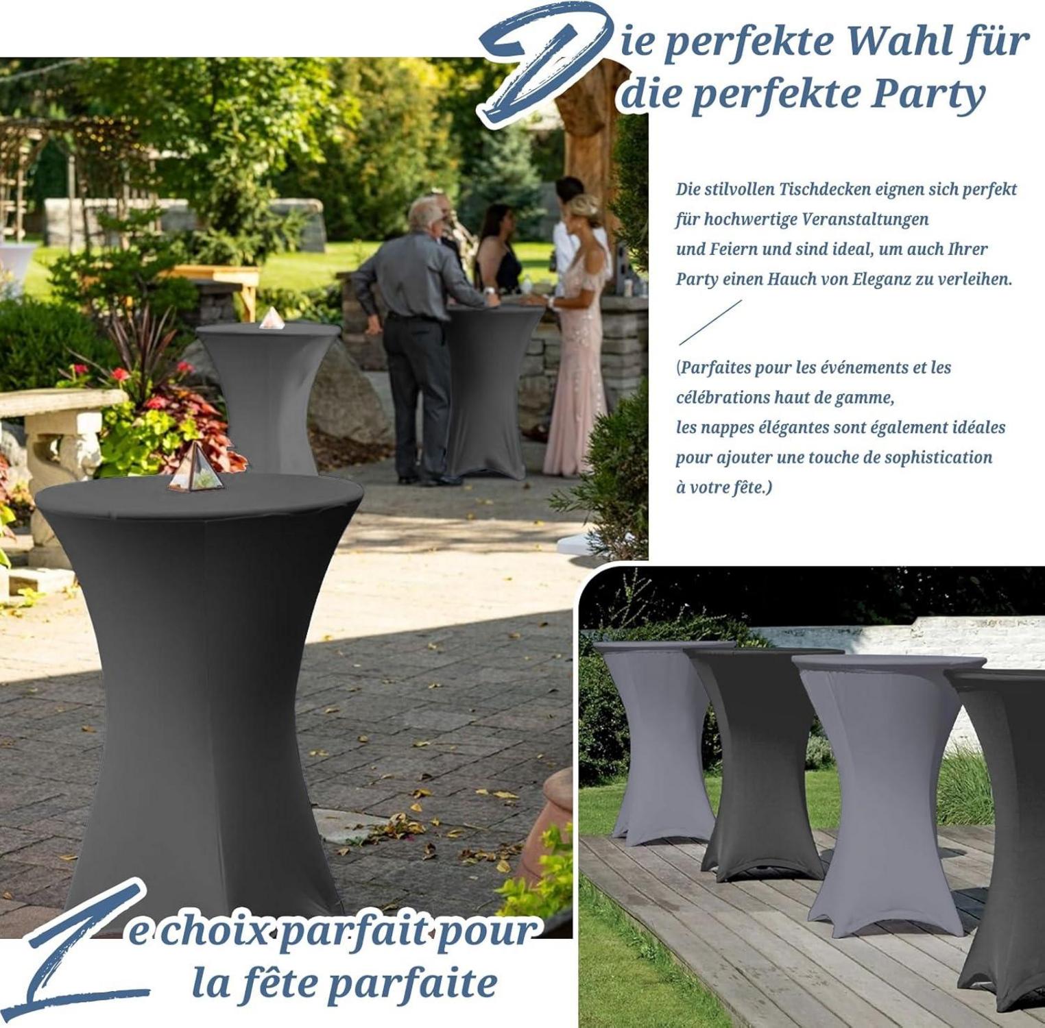 Stretch Stehtischhusse 3er-Set Grau Ø80-85cm Spandex Tischdecke Bankett