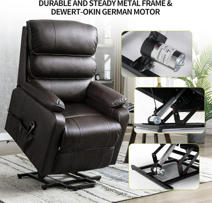 Elektrischer Relaxsessel mit Aufstehhilfe Liegefunktion PU Leder Braun