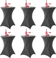 6er Set Grau Stretch Stehtisch Husse Bistrotisch Spandex 80-85 cm