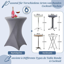 6er-Set Grau Stretch Stehtisch Husse für Bistrotisch Ø80-85