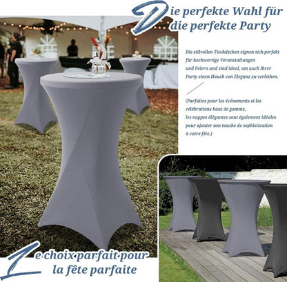 6er-Set Stretch Stehtisch Husse Ø80-85cm Spandex Tischdecke Bankett