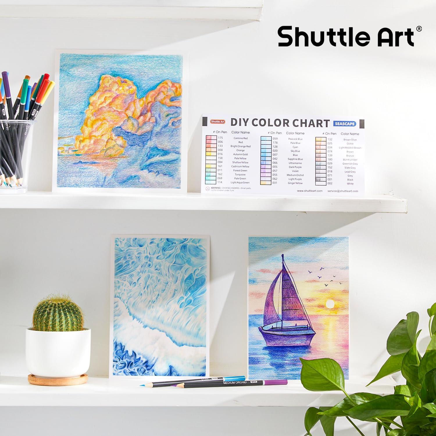 36er Buntstifte Set „Meer“ für Erwachsene & Kinder, Malblatt, Holzstifte Seascape