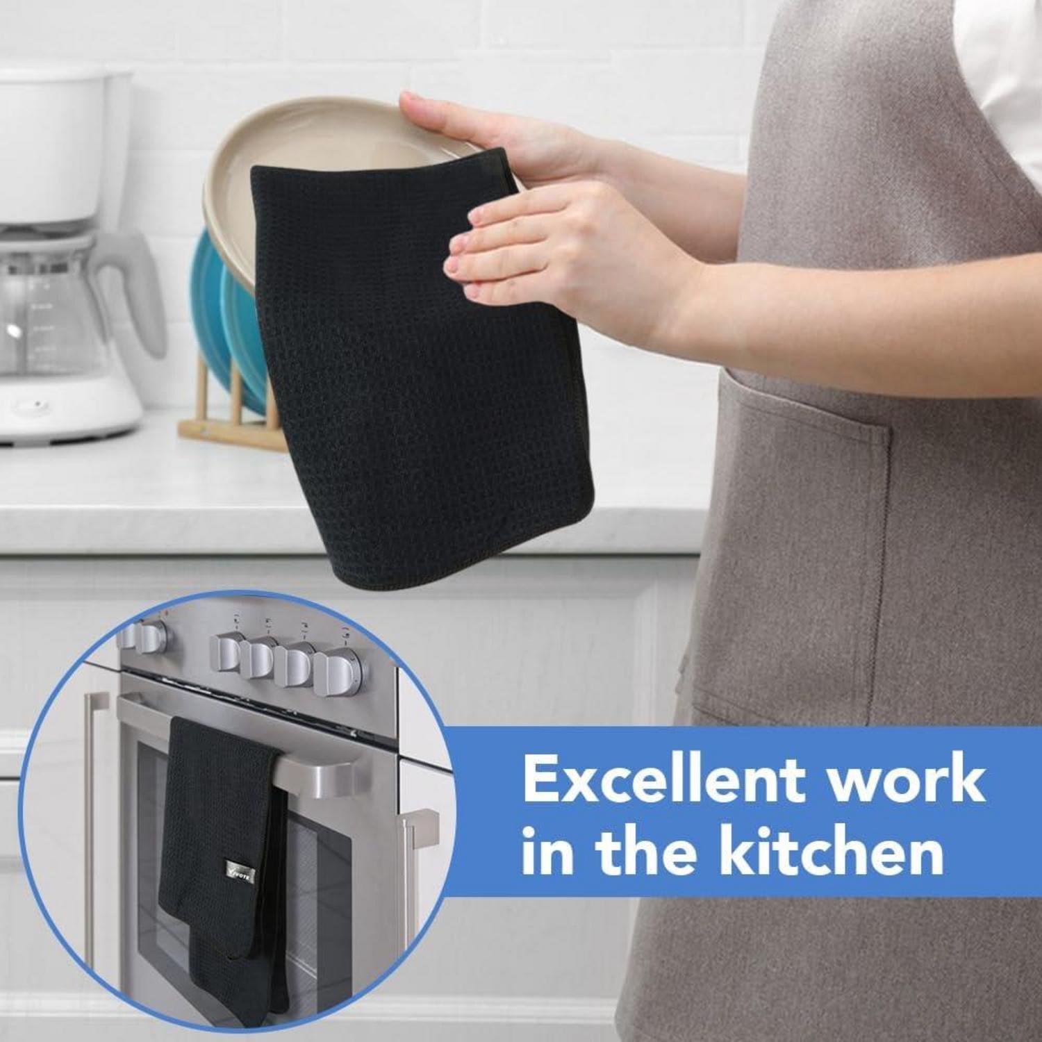 Microfaser Geschirrtücher 40x60cm Schwarz 4 Stück - Weiche Premium