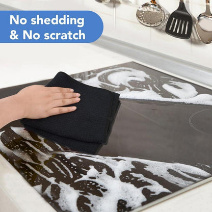 4er Set Schwarz Mikrofaser Geschirrtücher 40x60cm - Saugfähig & Langlebig