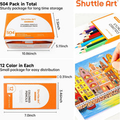 Shuttle Art 504 Buntstifte Set für Kinder, 12 Lebendige