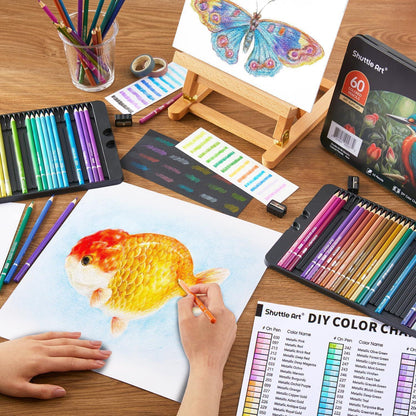 Shuttle Art Metallic Buntstifte Set, 60 glitzernde