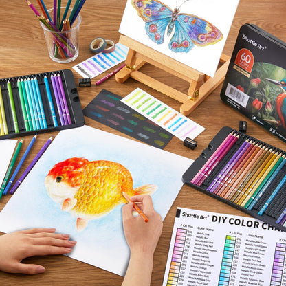 60er Set Shuttle Art Metallic Buntstifte für Erwachsene, Glitzer Malstifte