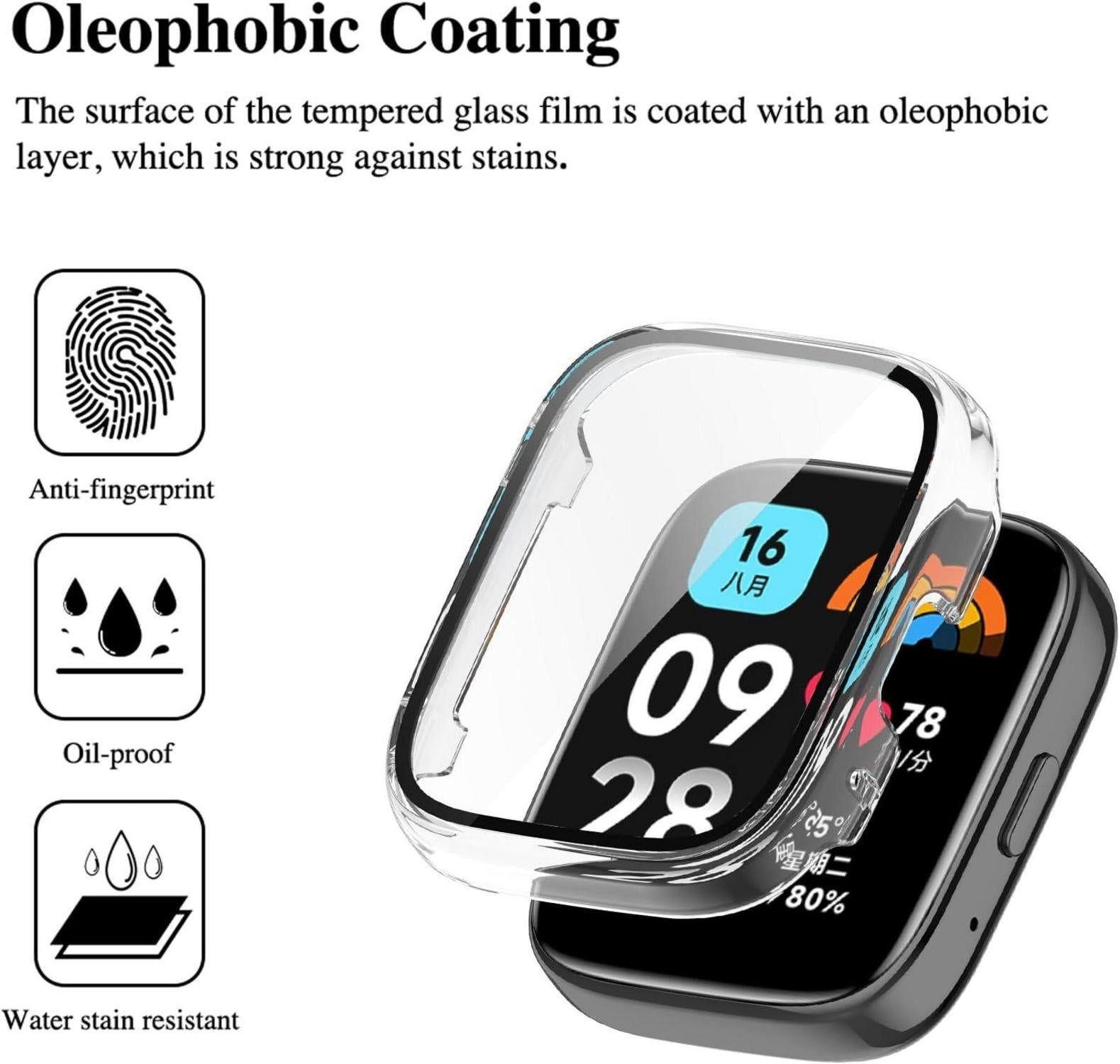 Schutzhülle Xiaomi Redmi Watch 3 Active Displayschutz Hülle Cover - Schwarz