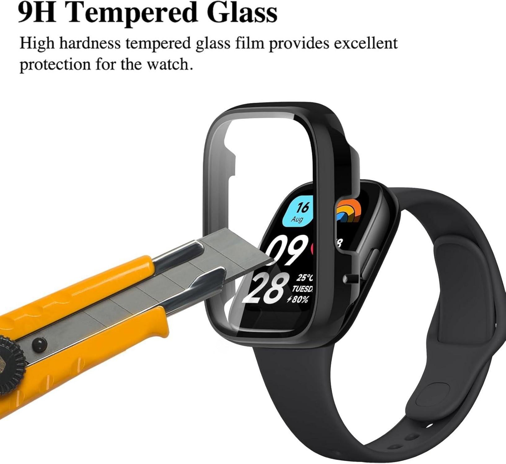 Schutzhülle Xiaomi Redmi Watch 3 Active Displayschutz Hülle Cover - Schwarz