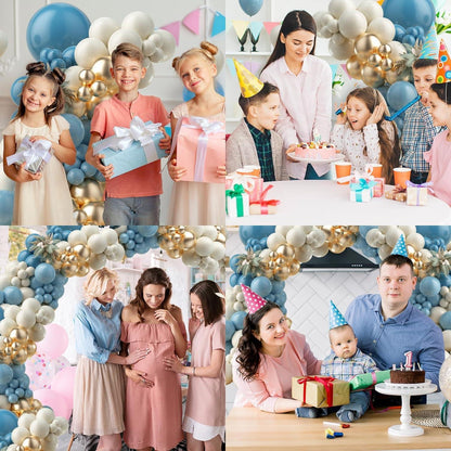 DIY Luftballon Girlande Blau & Gold für Baby Shower Hochzeit Party