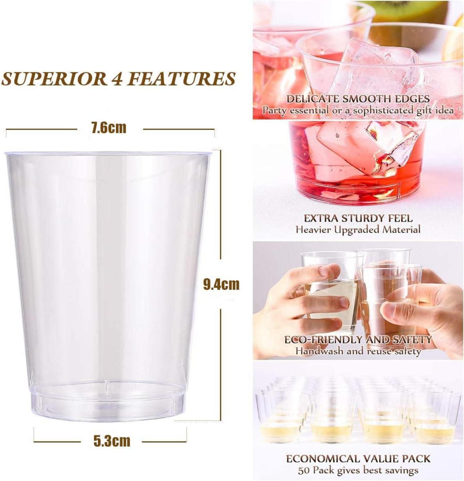 Transparente Plastikbecher, 300ml, 50 Stück - Party Weingläser