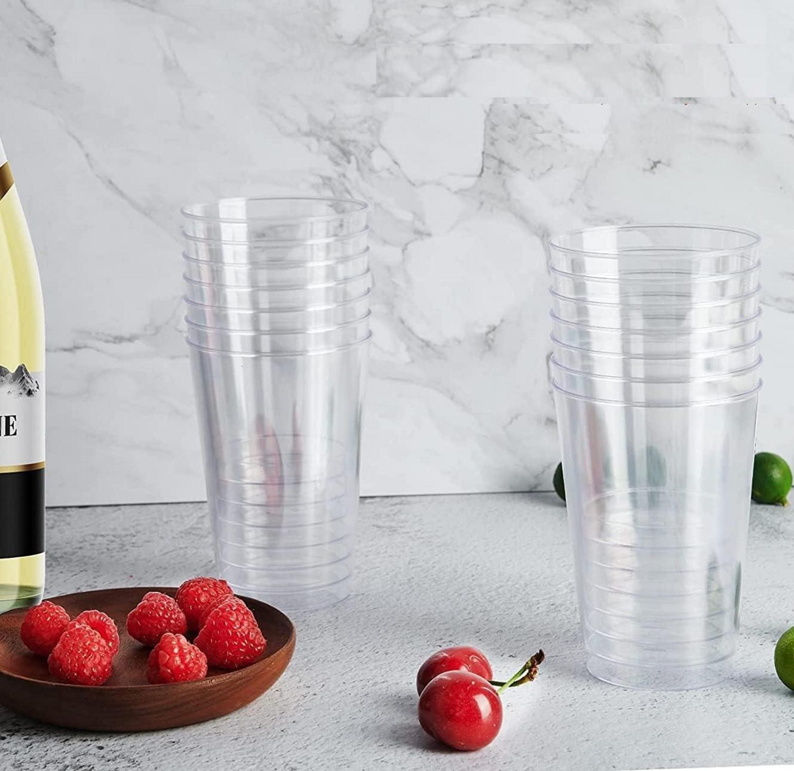 50 Stück Transparente Plastikbecher 300ml Elegante Party Weingläser