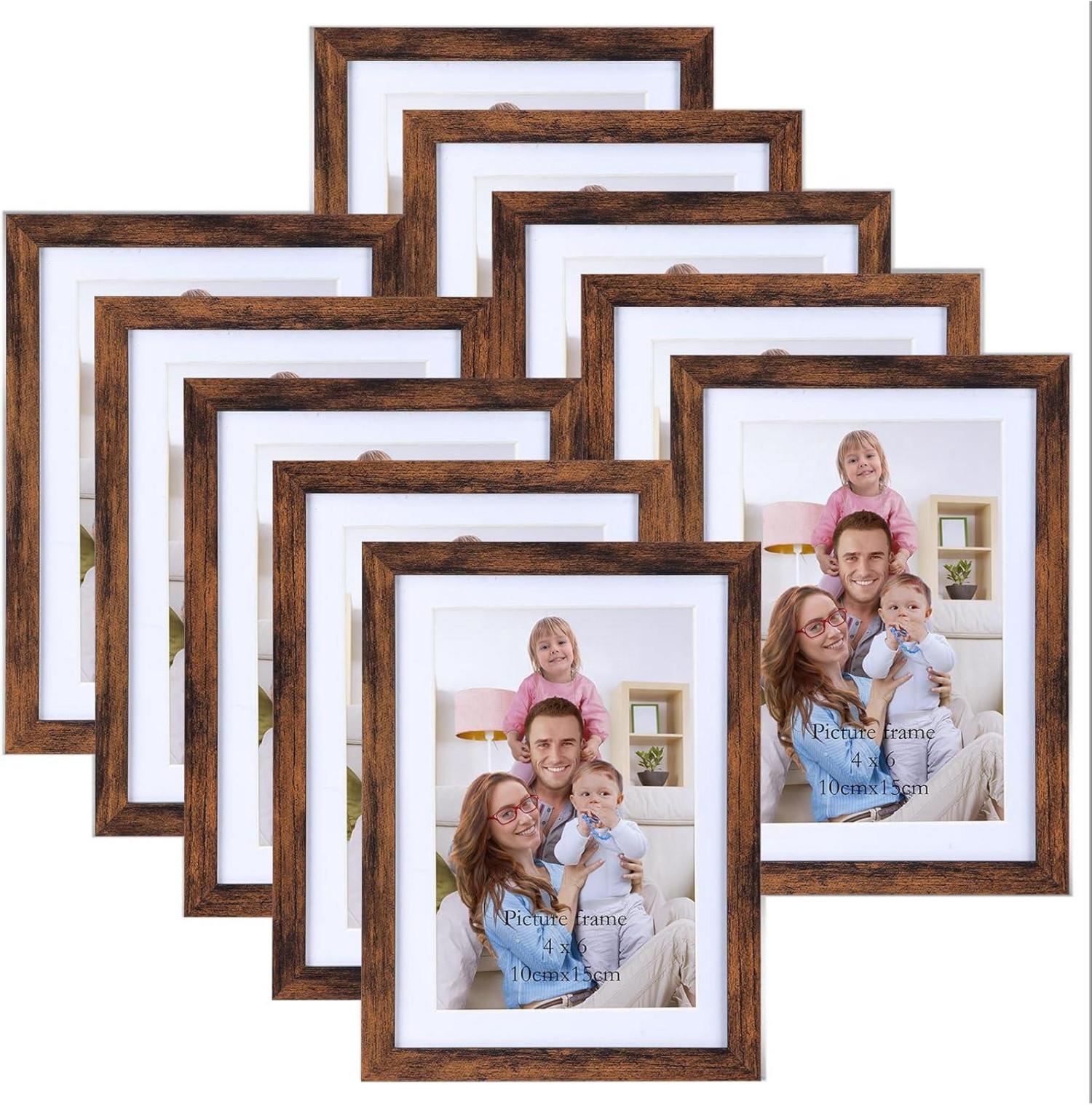 10er Set Bilderrahmen 10x15 13x18 Braun Collage Fotorahmen