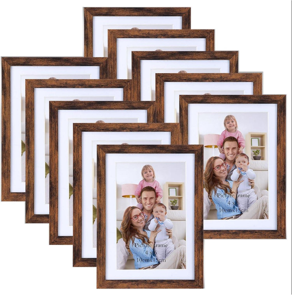10er Set Bilderrahmen 10x15 13x18 Braun Collage Fotorahmen